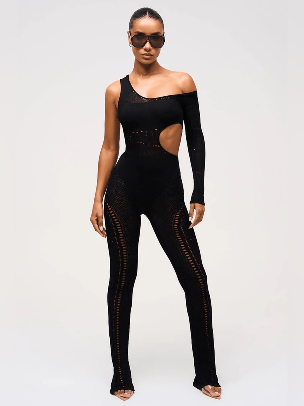 Murci Cut Out One Sleeve Knitted Jumpsuit